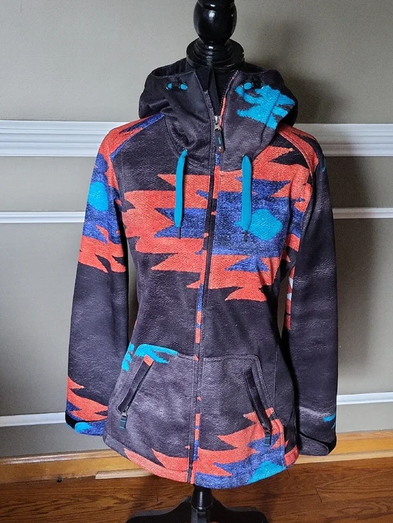 Roxy Women's Aztec Softshell Ski Jacket Size Medium Long Slim Fit - Picture 1 of 14